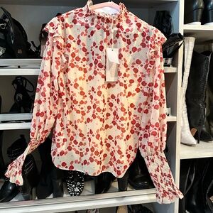 Keepsake smocked high neck floral blouse